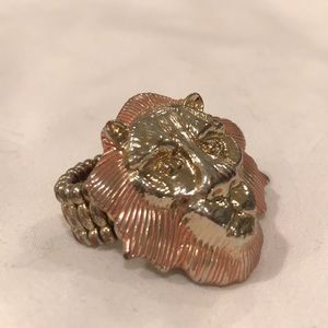Lion’s Face Gold Ring, Adjustable